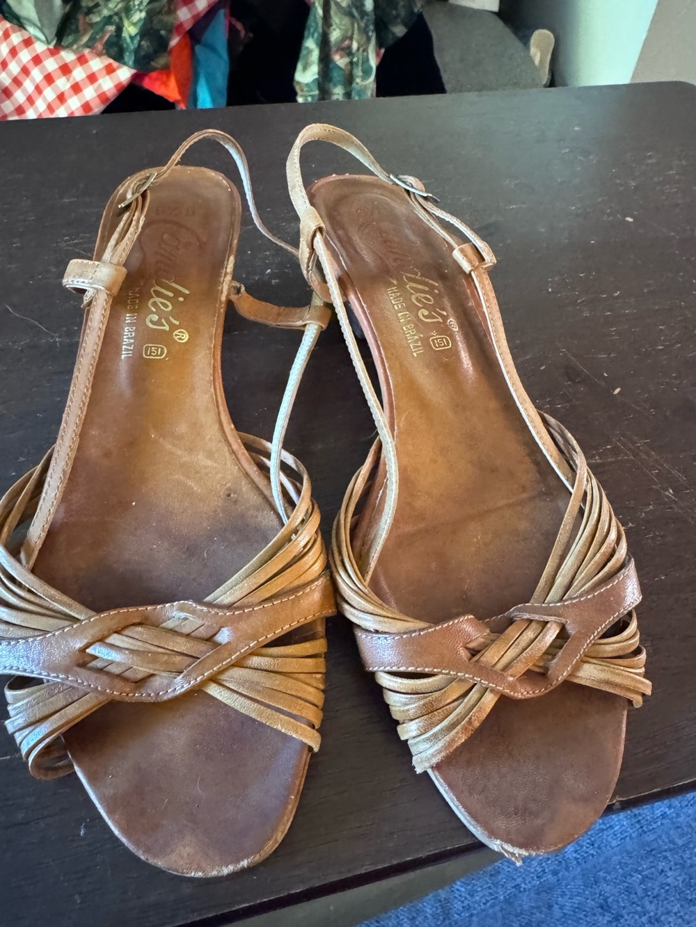Vintage Original Candie's Brown Strappy Leather Slingback Sandals size 6